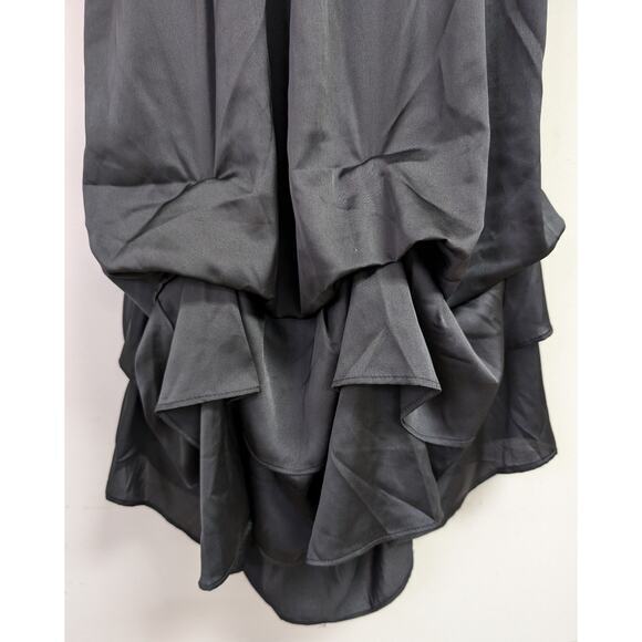 Vintage Charlotte Russe Slip Dress Y2K Bustier Gathered Ruffles Satin Black S - Picture 4 of 6